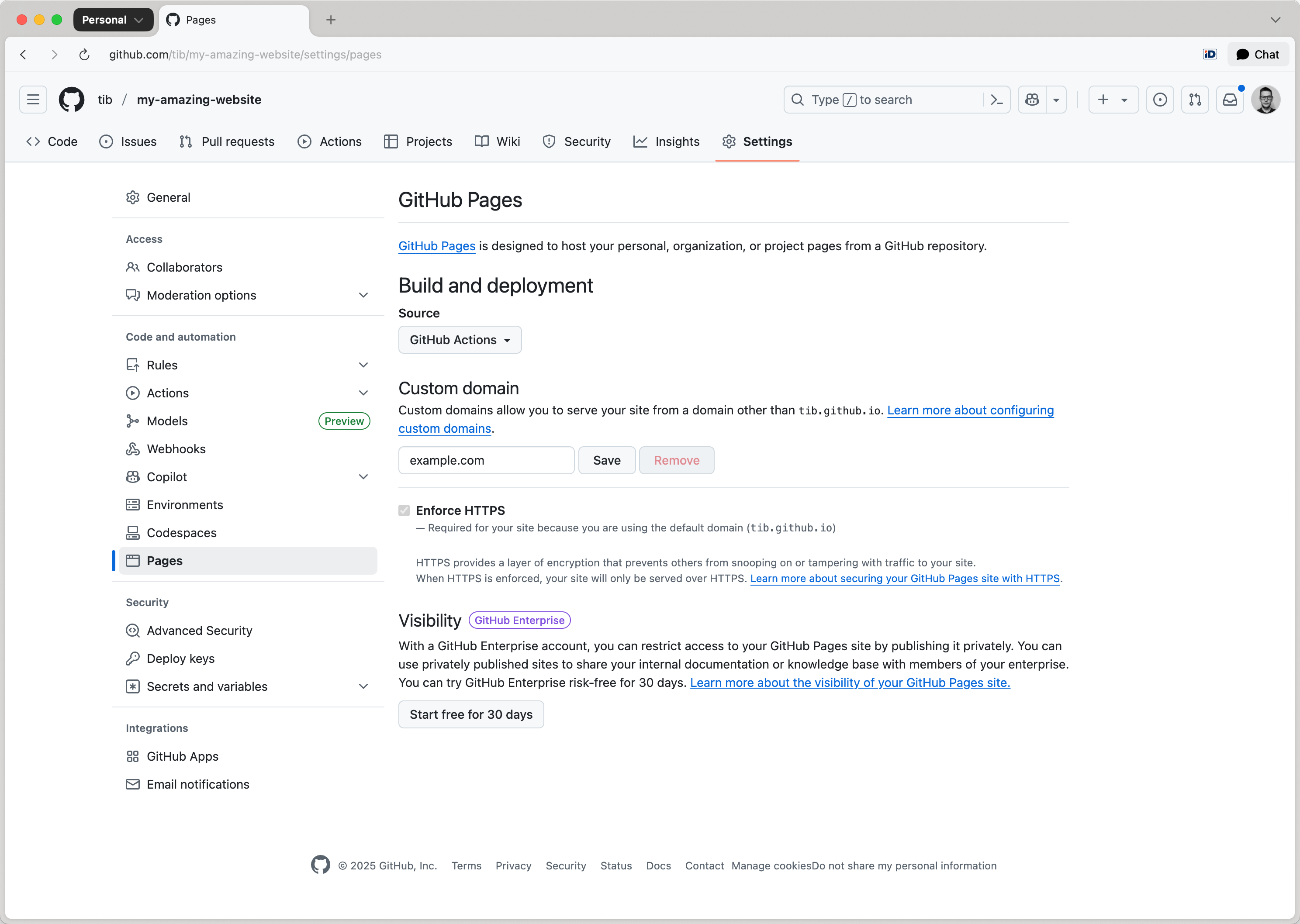 GitHub pages custom domain